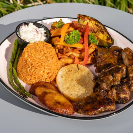 clarks special kitchen - Goat meat and jollof rice